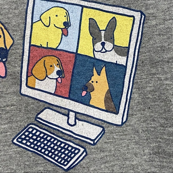 Life is Good Crusher Tee Virtual Meeting Dogs Gray XS - Picture 2 of 9